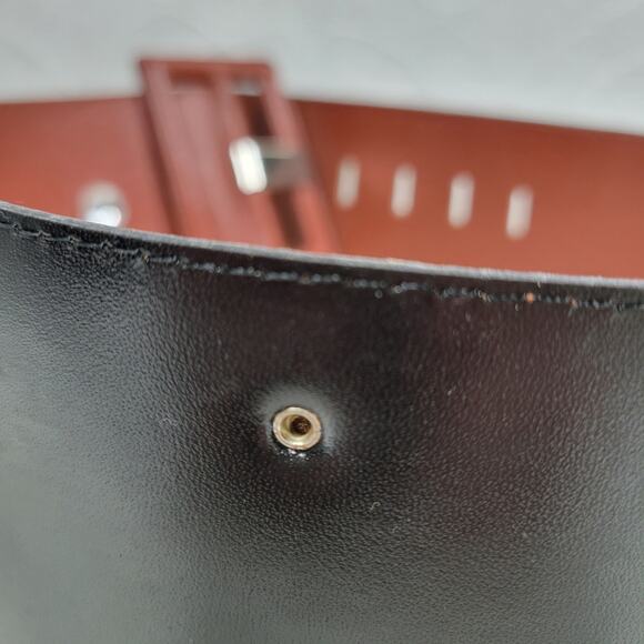 Vintage Yves Saint Laurent Wide Belt S Brown Leather‎ Buckle Rhinestone Rivets main image 13